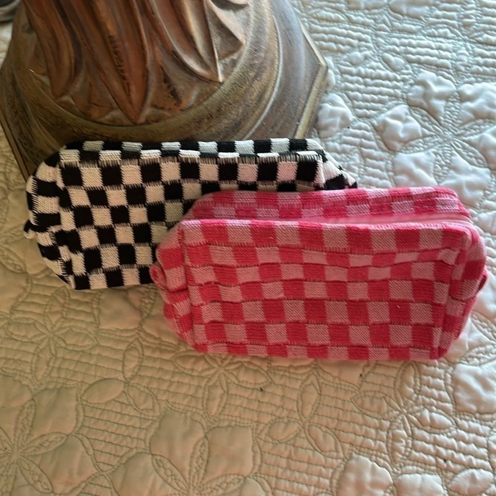 Makeup Cases One Pink And White And Black And White Check NWOT